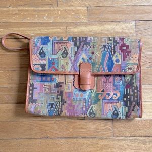 Vintage Leather Woven Print Bag
